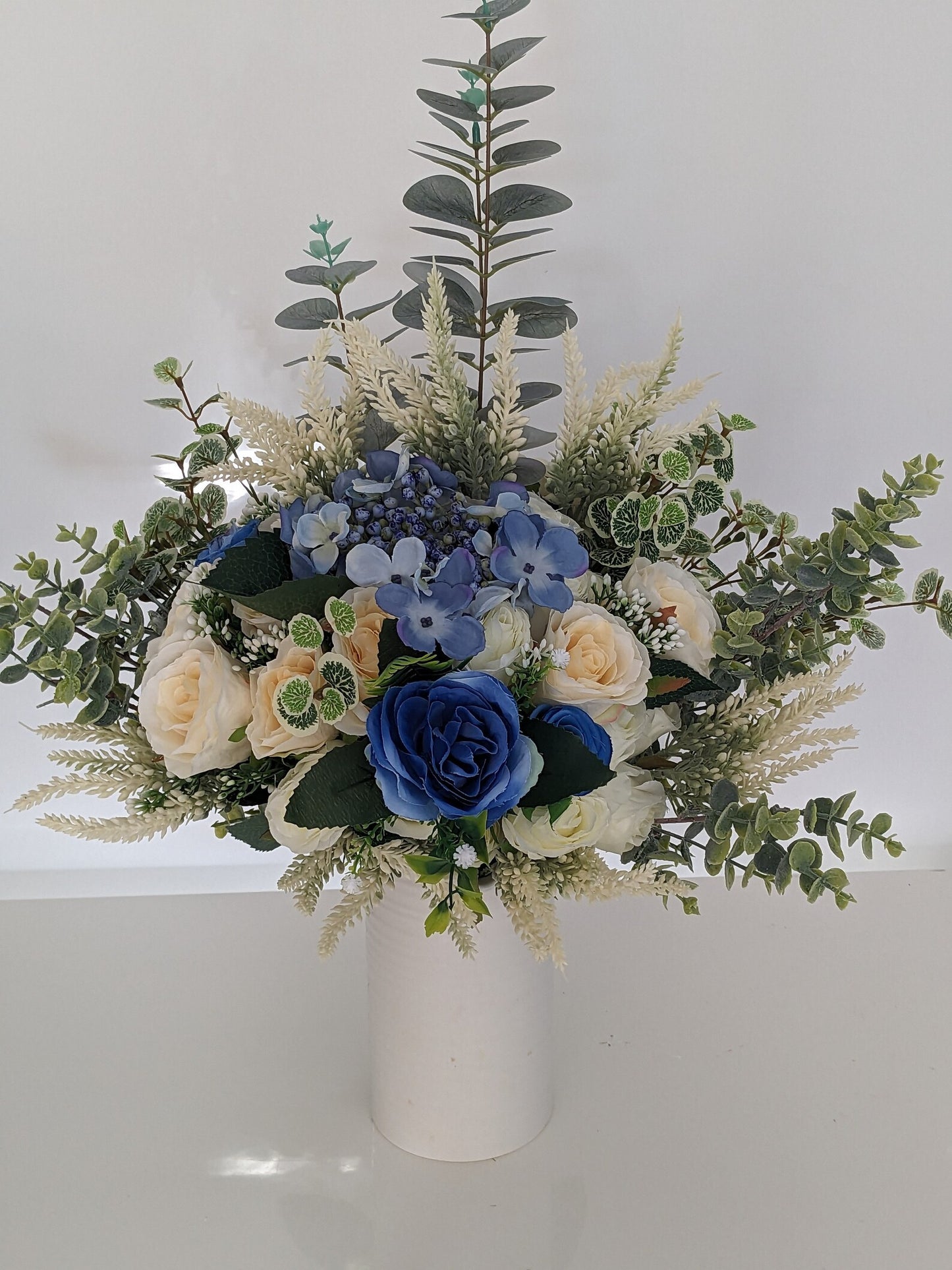 Blue & Cream Stunning Silk Flower Arrangement