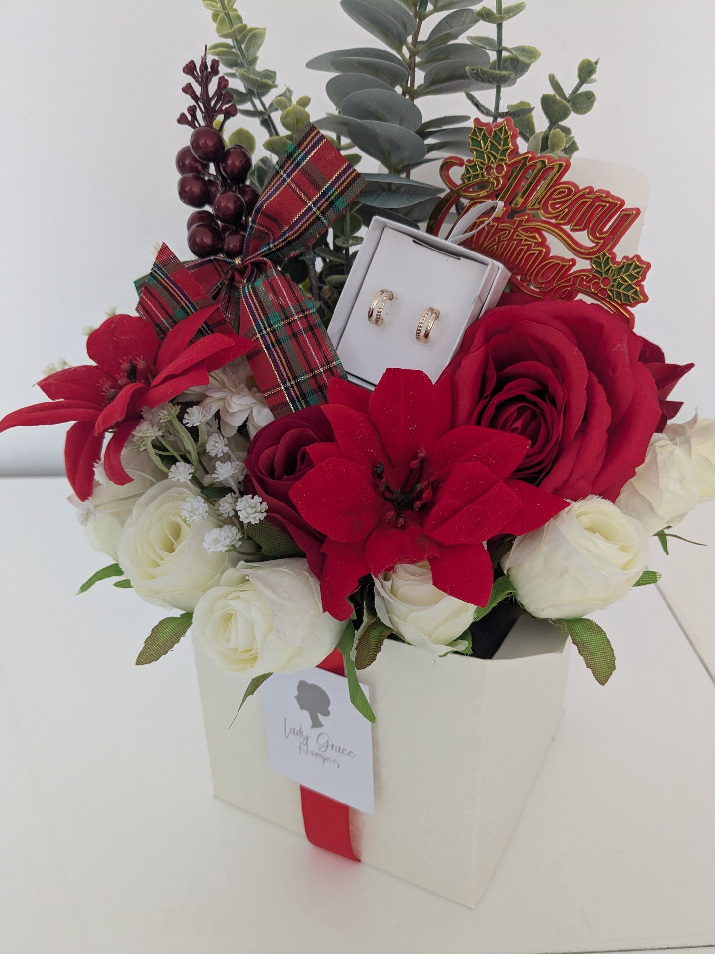 Christmas Earrings Box of Joy Silk Flowers Earrings Gift Hamper