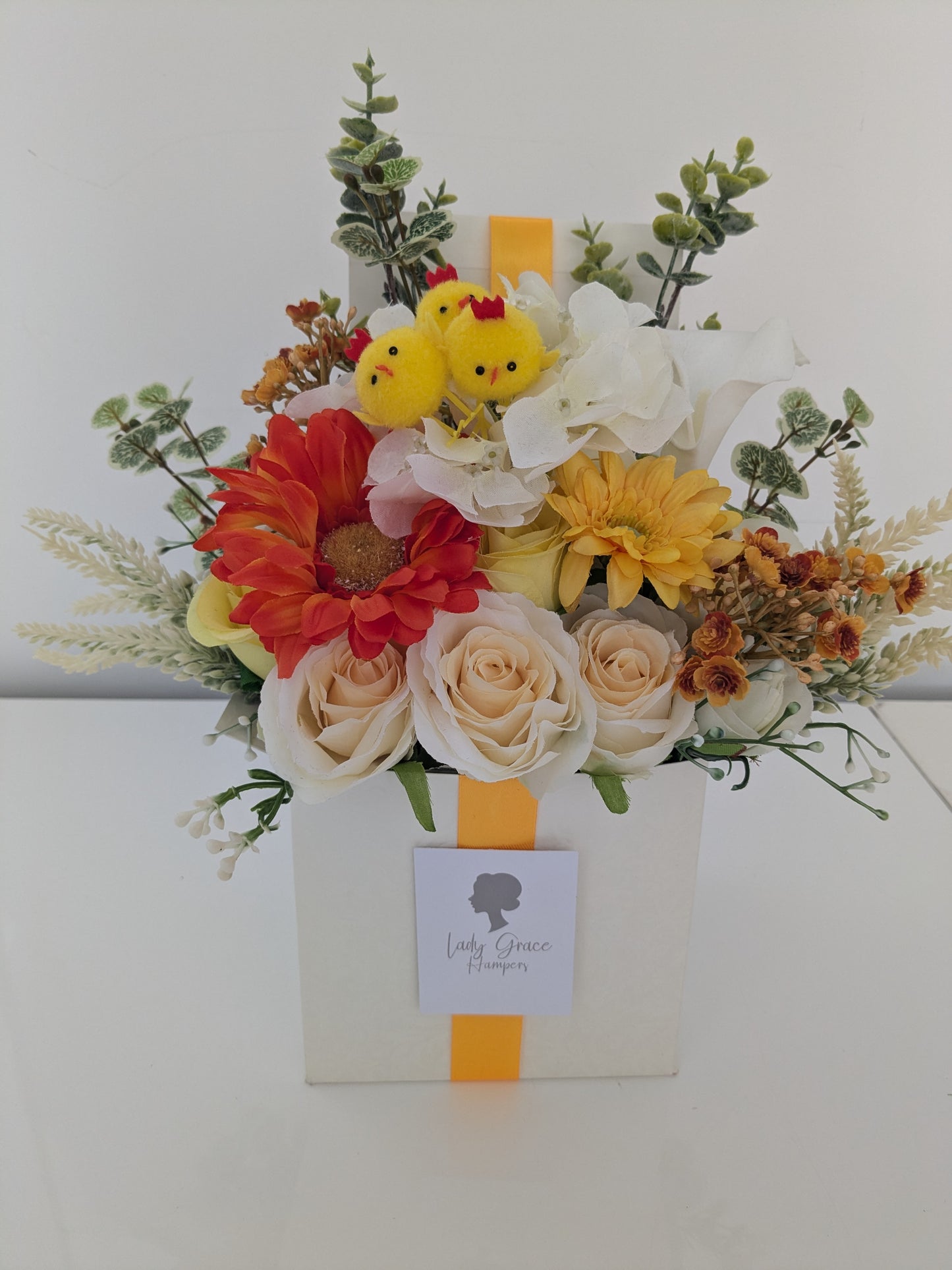 Easter Box of Joy Silk Flowers Gift Hamper