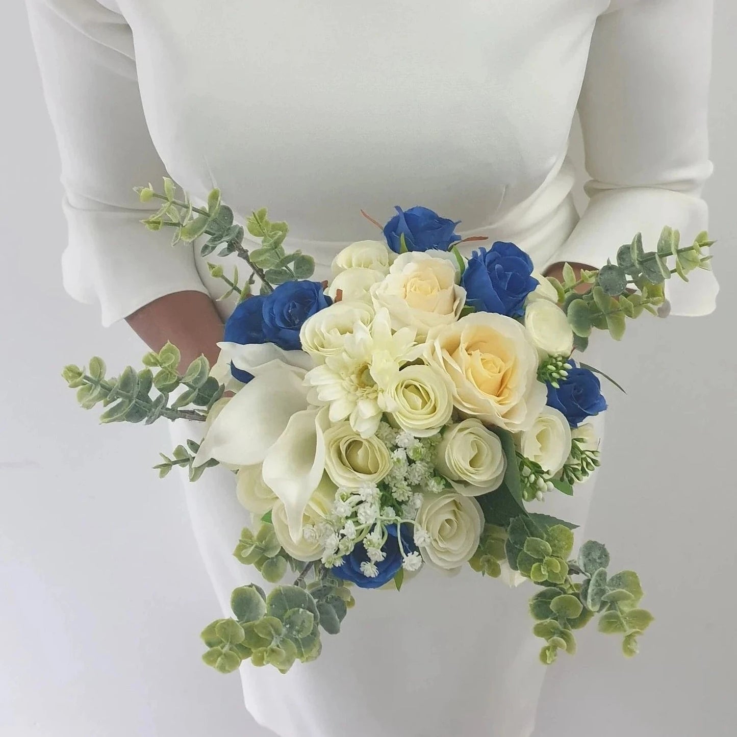 Cream & Blue Stunning Brides Wedding Bouquet