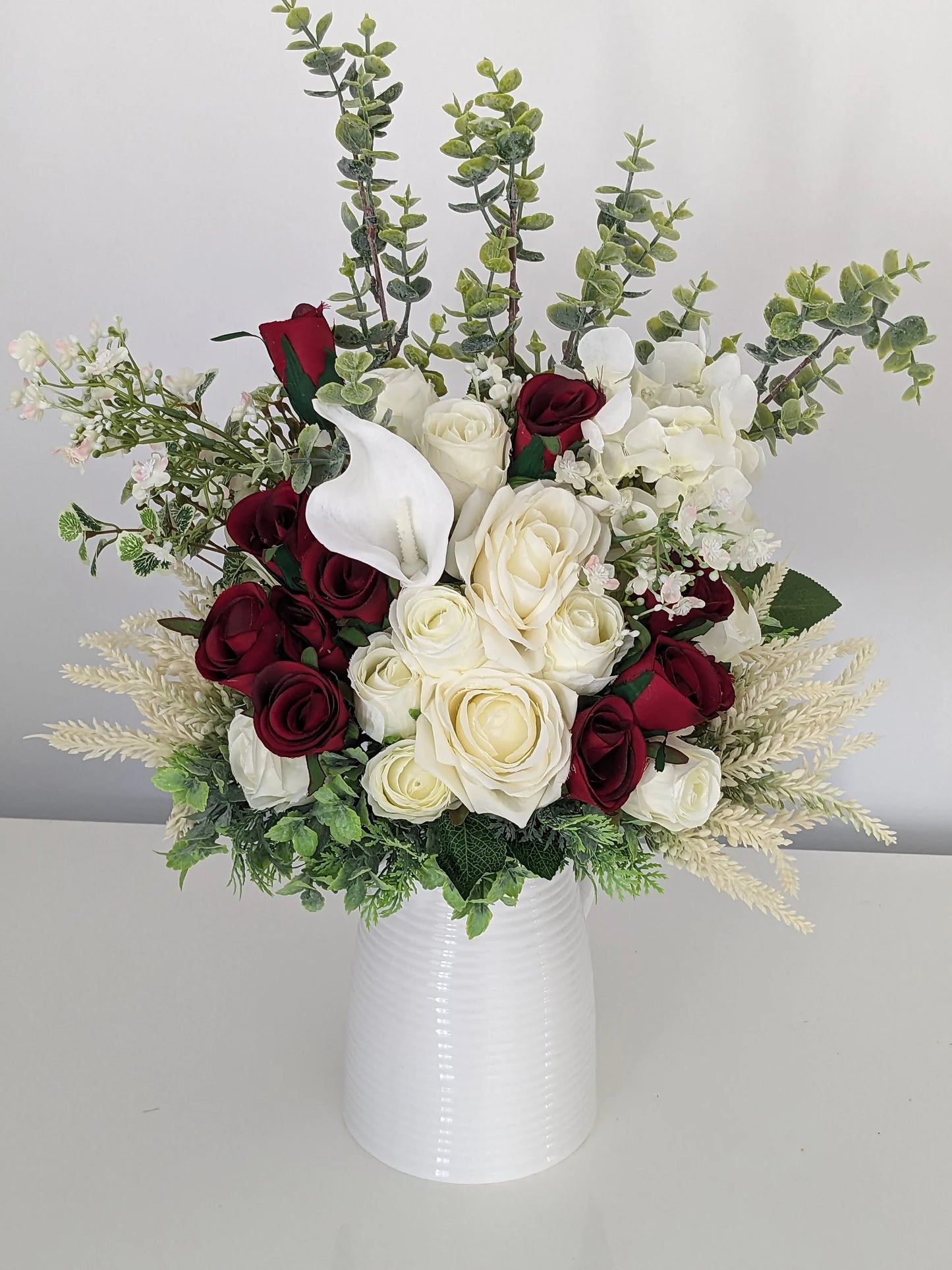 Red & Cream Stunning Silk Flower Arrangement