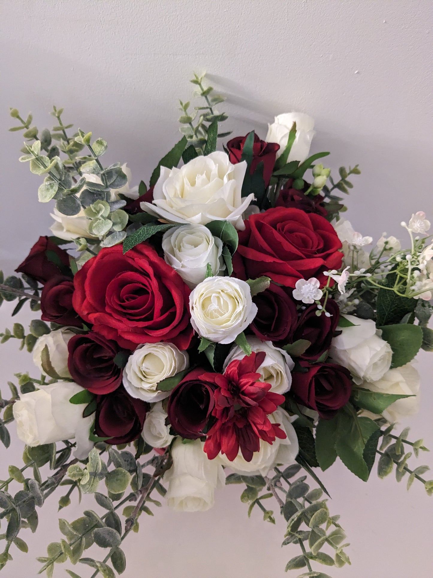 Red & Cream Stunning Silk Flowers Hat Box