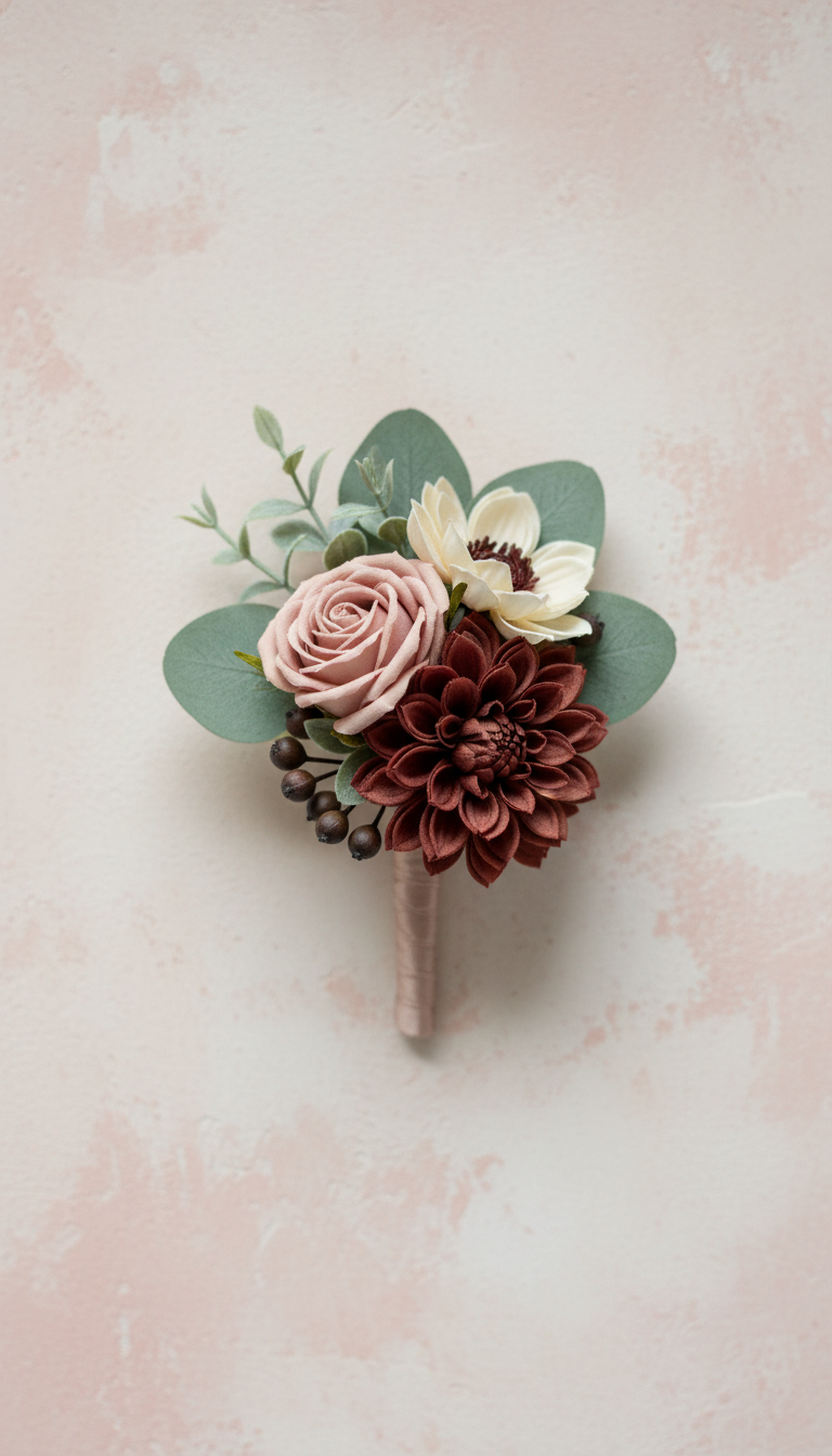 Silk Gardenia Buttonhole With Magnetic Clasp