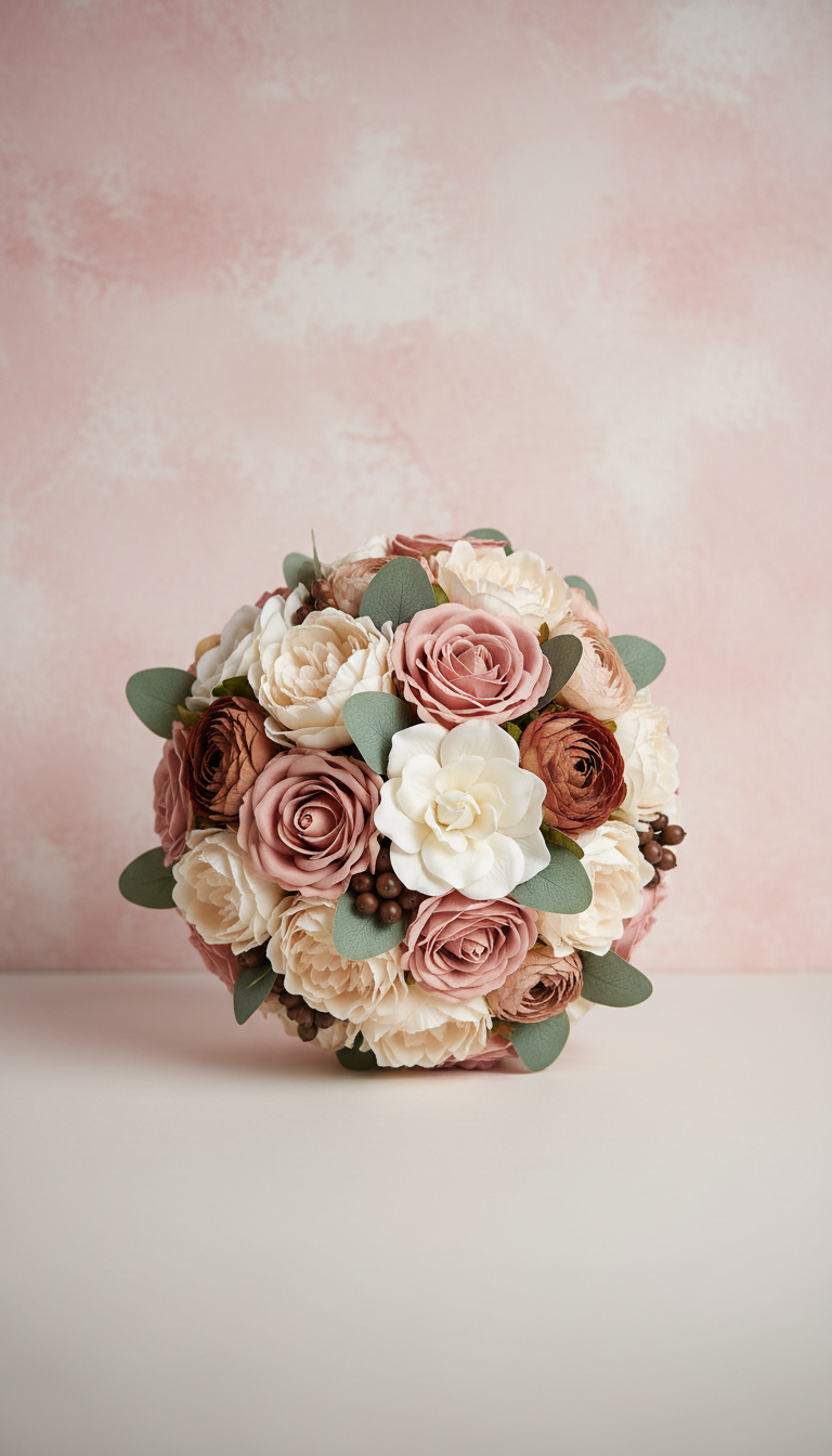 Silk Wedding Bouquet With Hand-Tied Ribbon