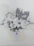 Birthday Masquerade Box of Joy Silk Flowers Earrings Gift Hamper