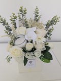 Anniversary Cream Candle Box of Joy Silk Flowers Earrings Gift Hamper