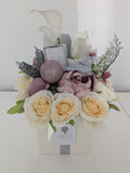 Sparkly Cream and Pink Earrings Box of Joy Silk Flowers Earrings Gift Hamper