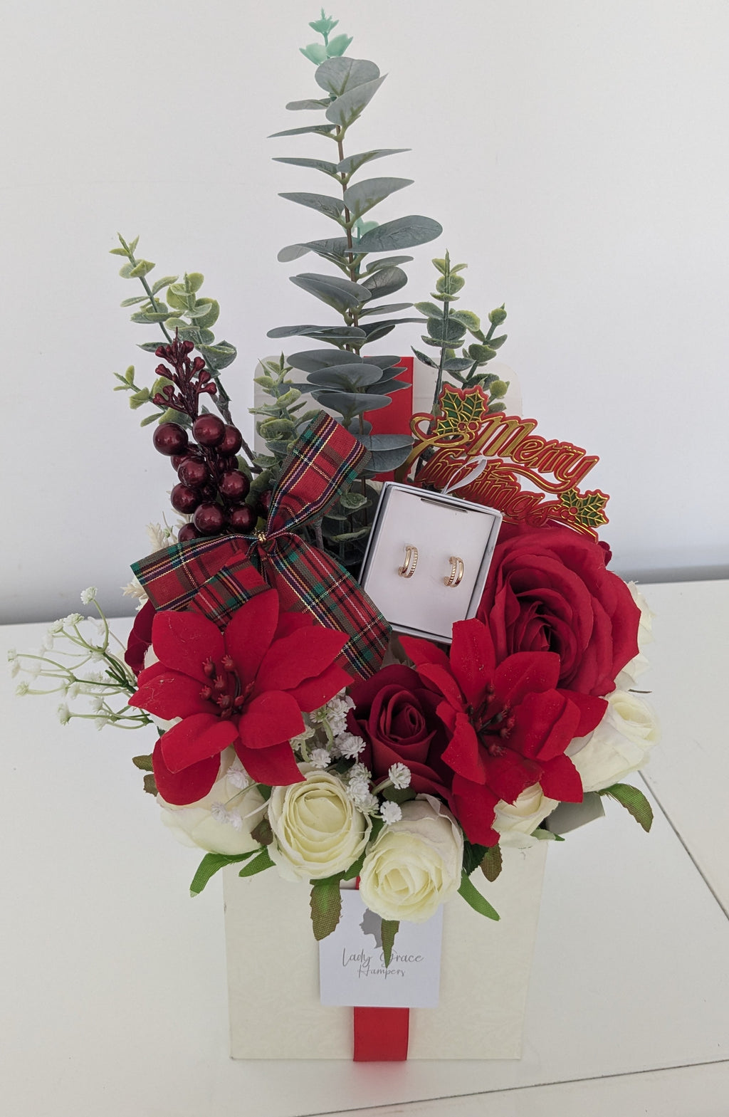 Christmas Earrings Box of Joy Silk Flowers Earrings Gift Hamper
