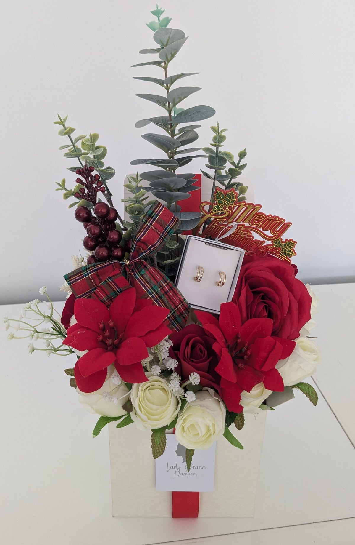 Christmas Earrings Box of Joy Silk Flowers Earrings Gift Hamper