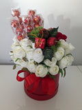 Personalised Christmas Lindt Lindor Red Stunning Silk Roses Hat Box