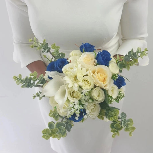 Cream & Blue Stunning Brides Wedding Bouquet