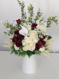 Red & Cream Stunning Silk Flower Arrangement
