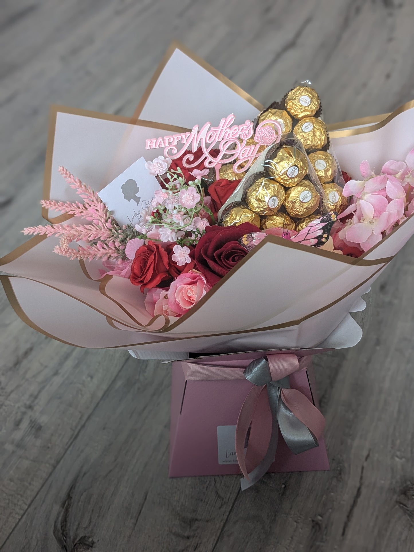 Mother's Day Pink/Red Ferrero Rocher Stunning Handtied Bouquet