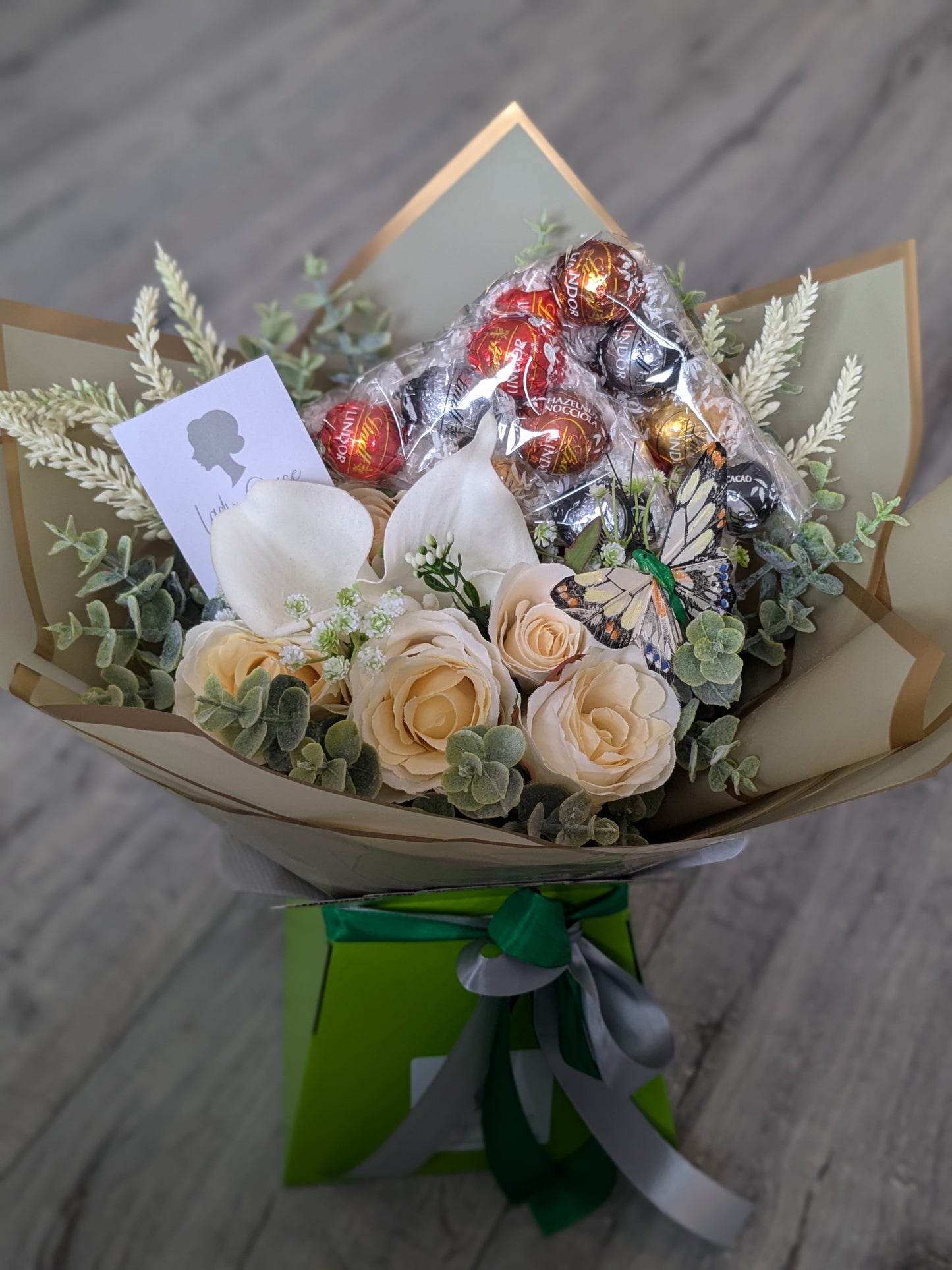 Green Assorted Lindt Stunning Handtied Bouquet