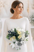 White & Silver Christmas Time Stunning Brides Wedding Bouquet