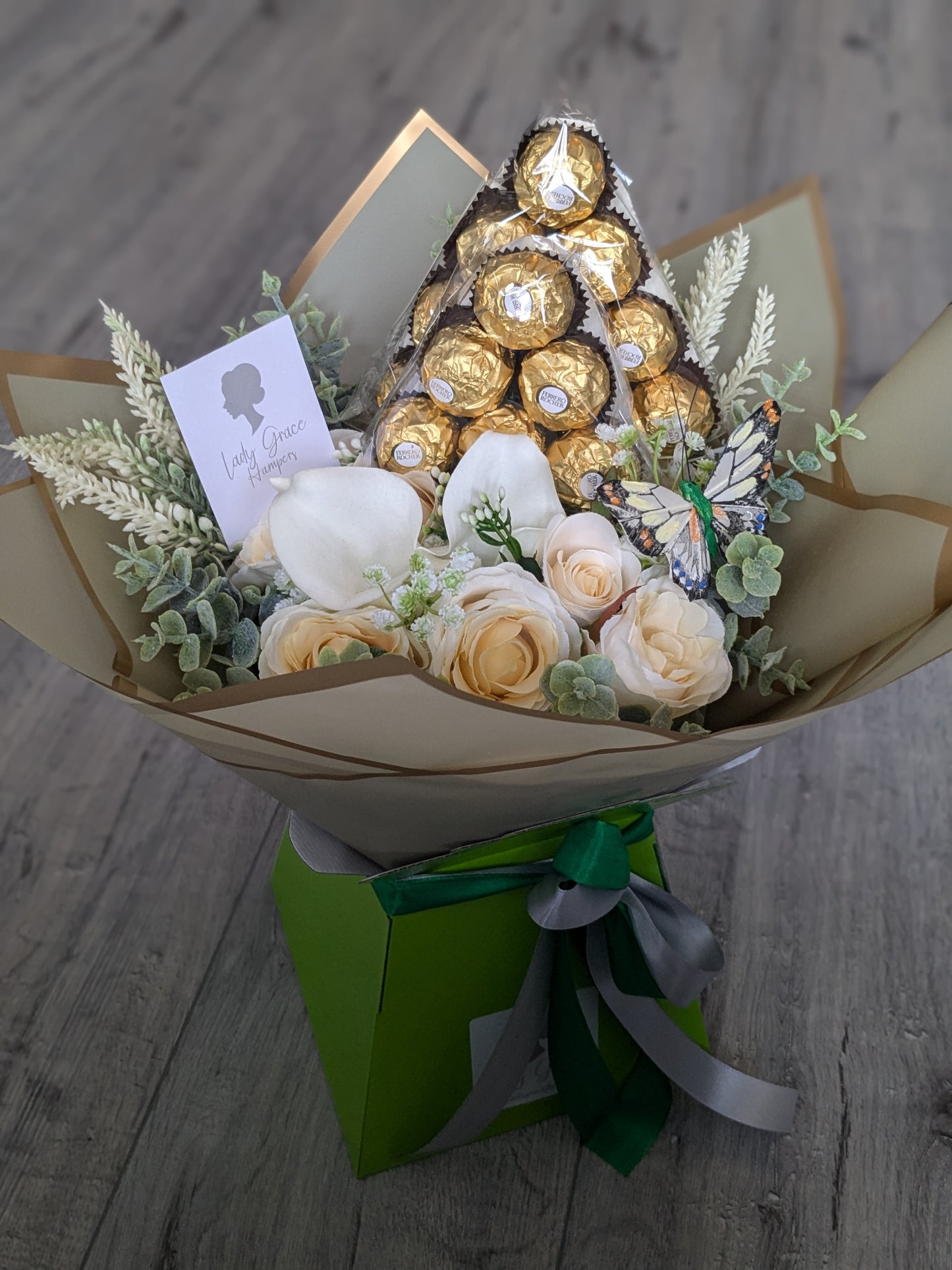 Green Ferrero Rocher Stunning Handtied Bouquet