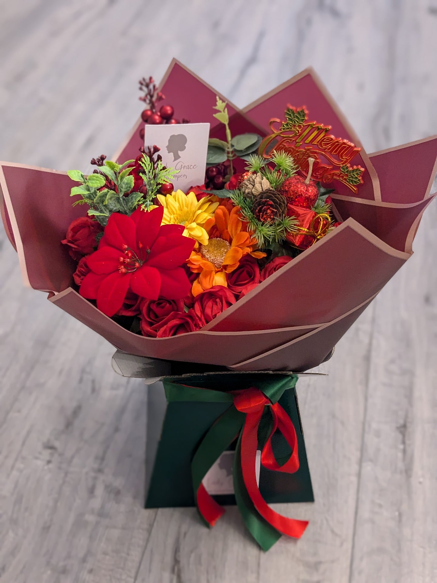 Christmas Red/Green Stunning Handtied Bouquet