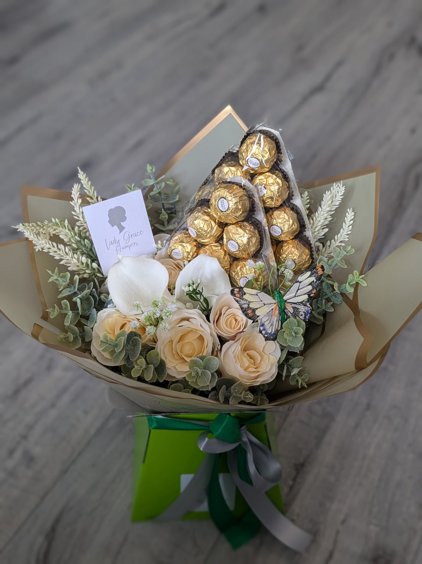 Green Ferrero Rocher Stunning Handtied Bouquet