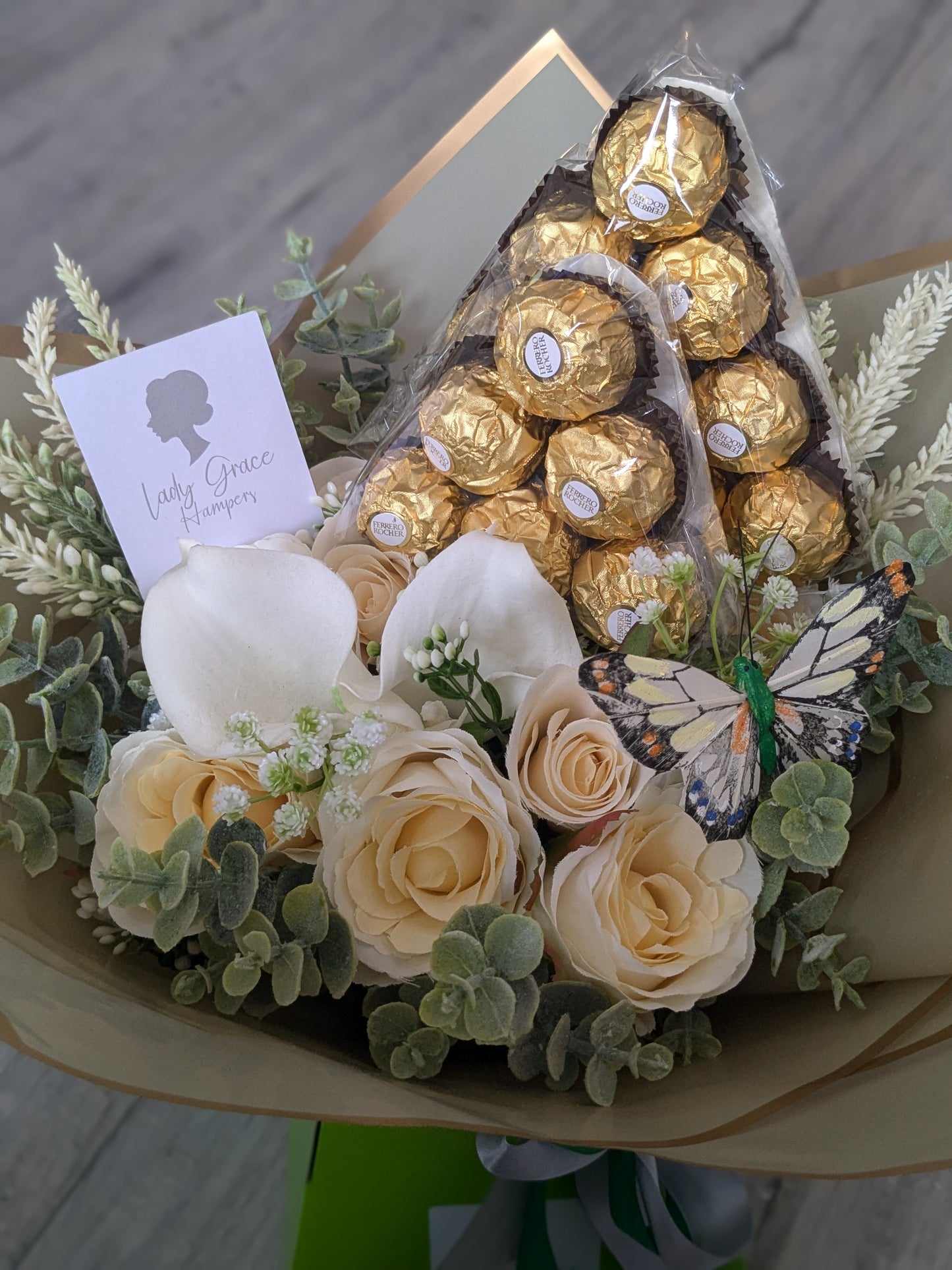 Green Ferrero Rocher Stunning Handtied Bouquet