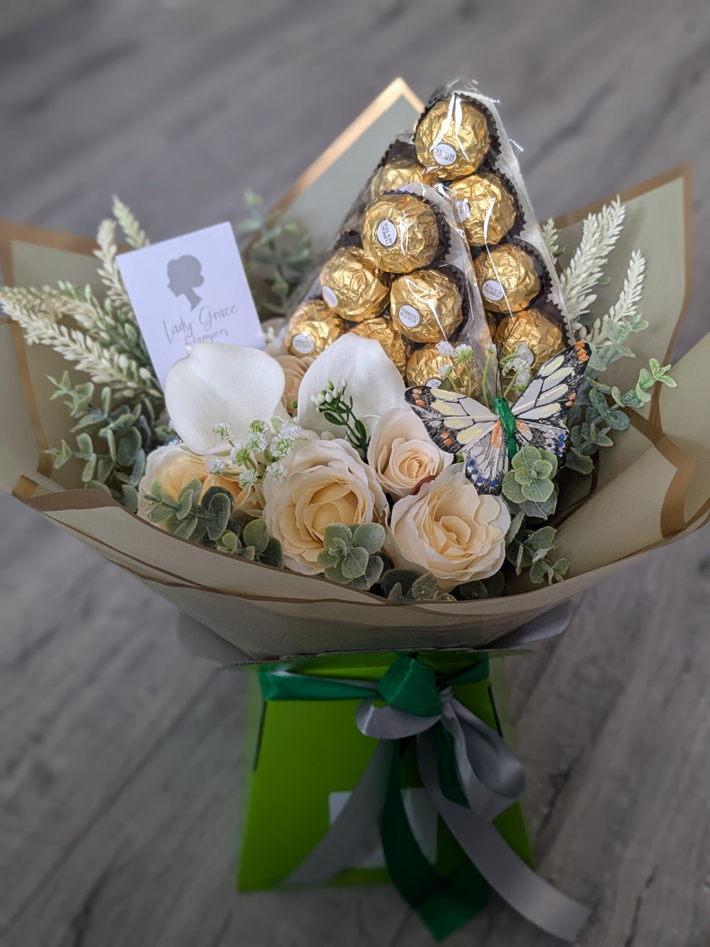 Green Ferrero Rocher Stunning Handtied Bouquet