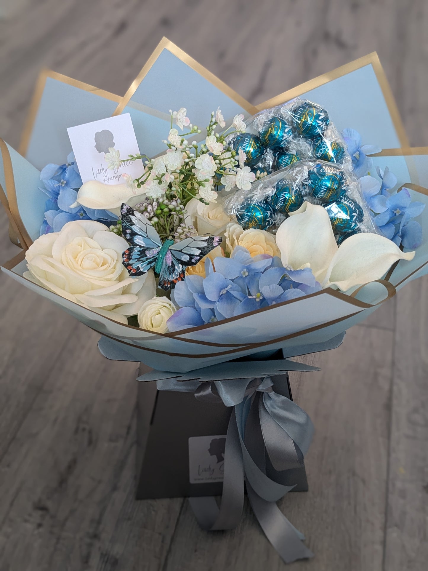 Blue Lindt Salted Caramel Stunning Handtied Bouquet