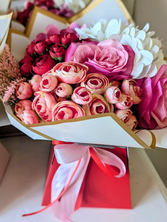 Pink/Red Peonies Hand tied Bouquet Gift