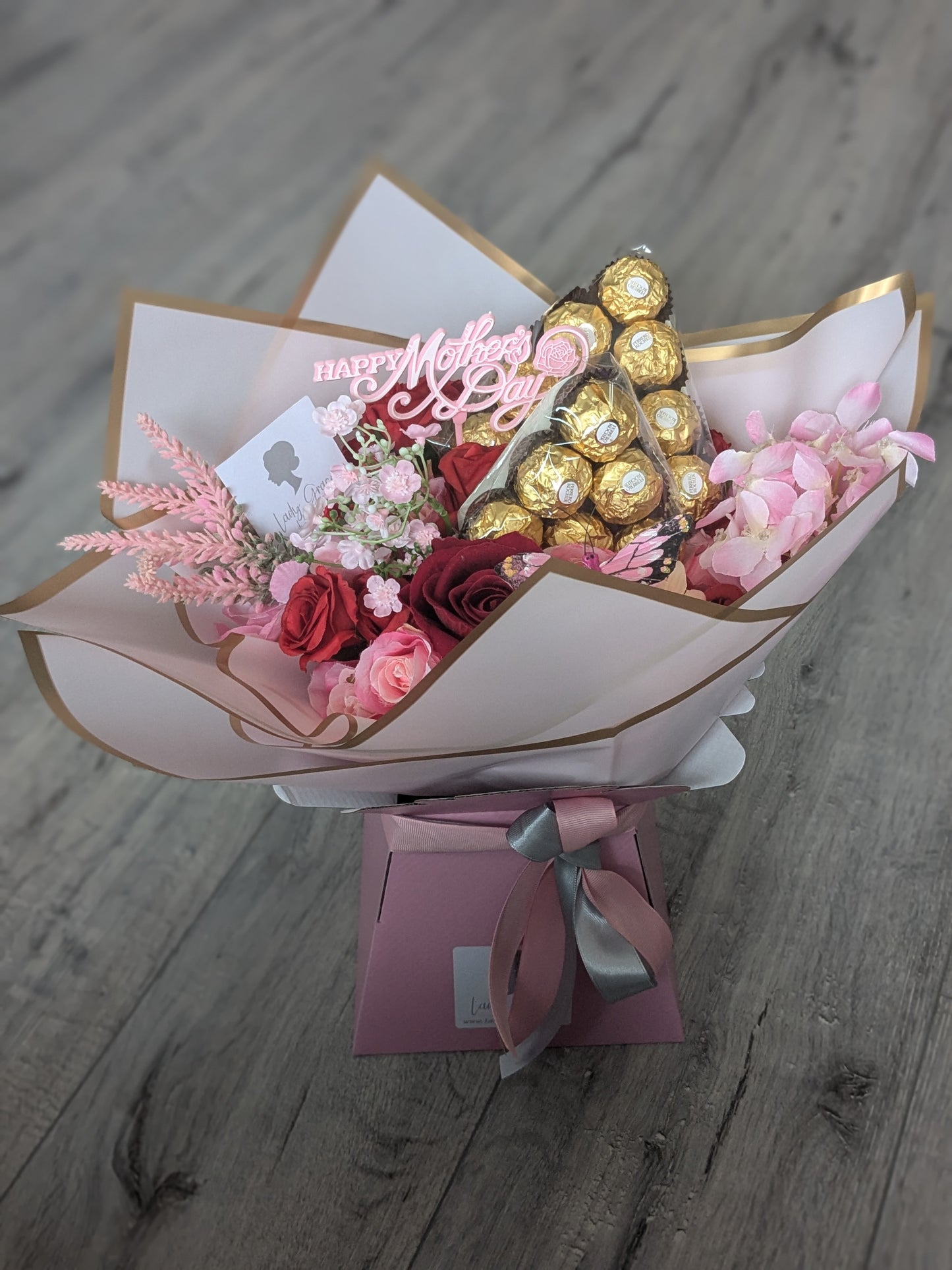 Mother's Day Pink/Red Ferrero Rocher Stunning Handtied Bouquet