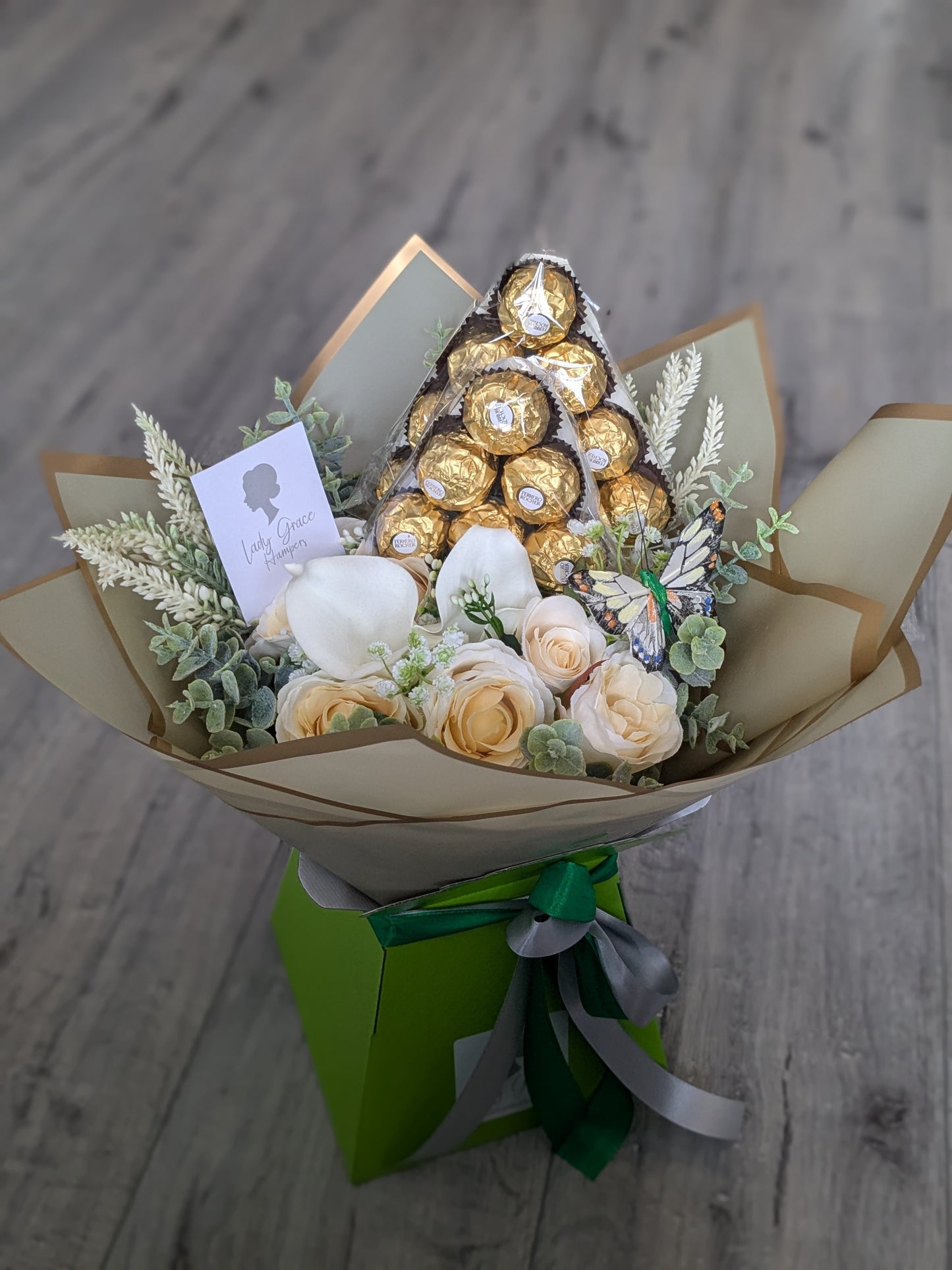 Green Ferrero Rocher Stunning Handtied Bouquet