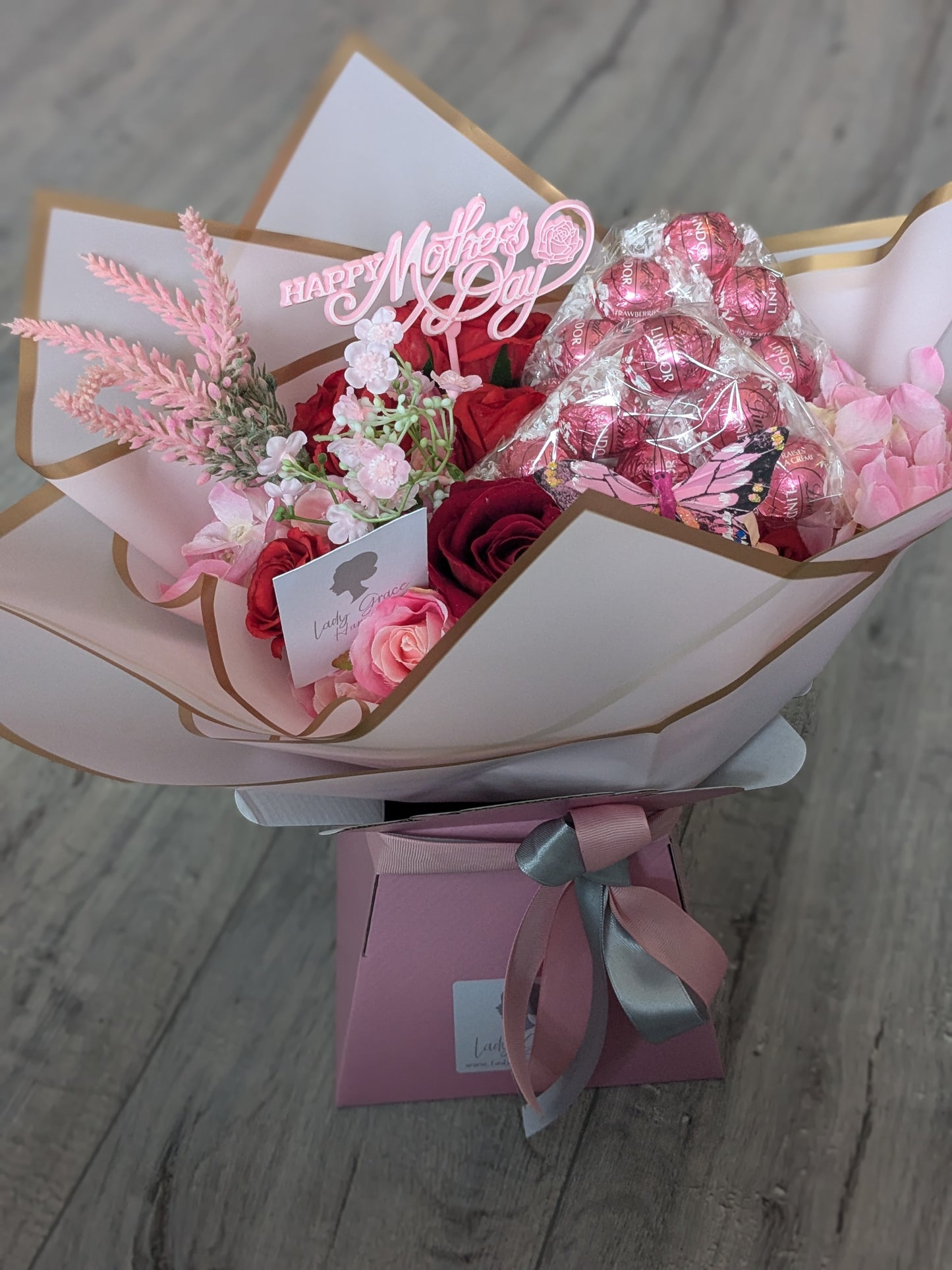 Mother's Day Strawberry and Cream Lindt Stunning Handtied Bouquet