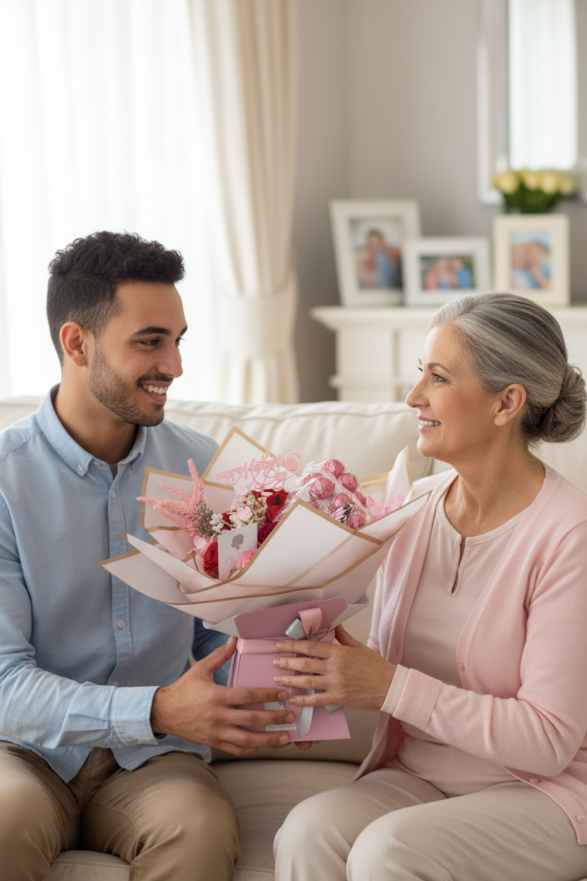 Mother's Day Strawberry and Cream Lindt Stunning Handtied Bouquet