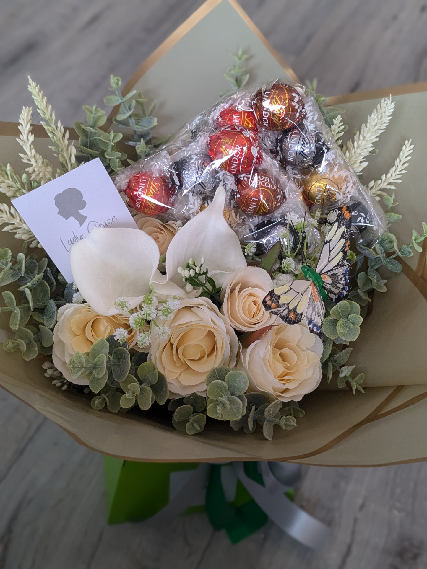 Green Assorted Lindt Stunning Handtied Bouquet