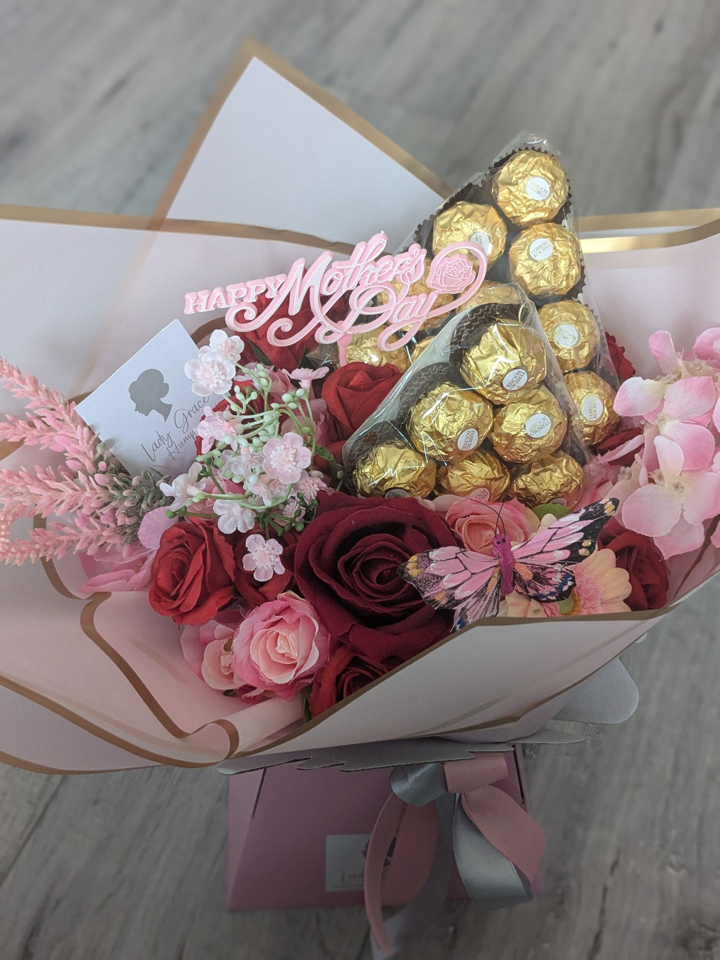 Mother's Day Pink/Red Ferrero Rocher Stunning Handtied Bouquet