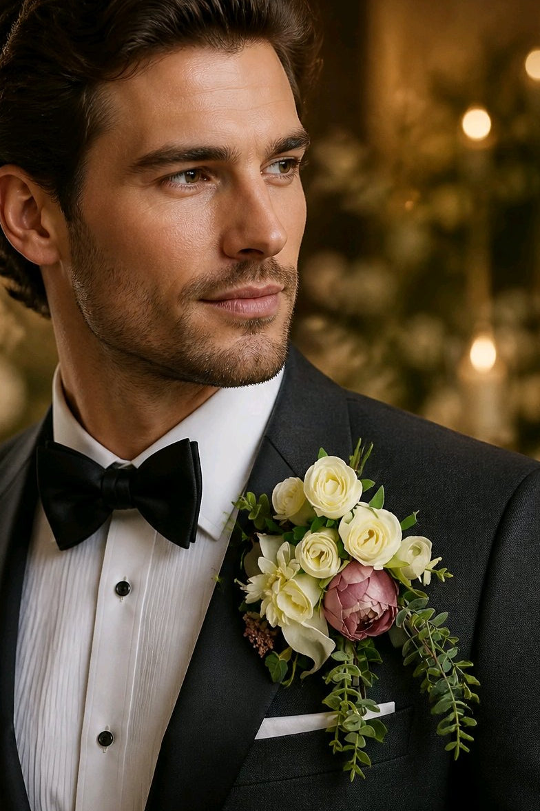 Mauve & Cream Christmas Stunning Wedding Buttonhole