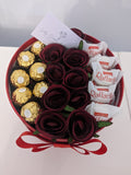 Red Ferrero & Raffaello Hat Box Silk Flowers Gift - Small