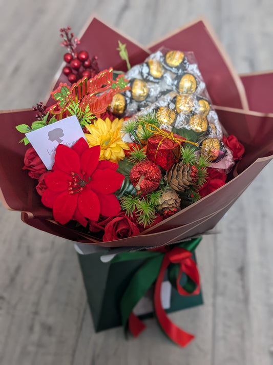 Christmas Red/Green Dark Lindt Stunning Handtied Bouquet