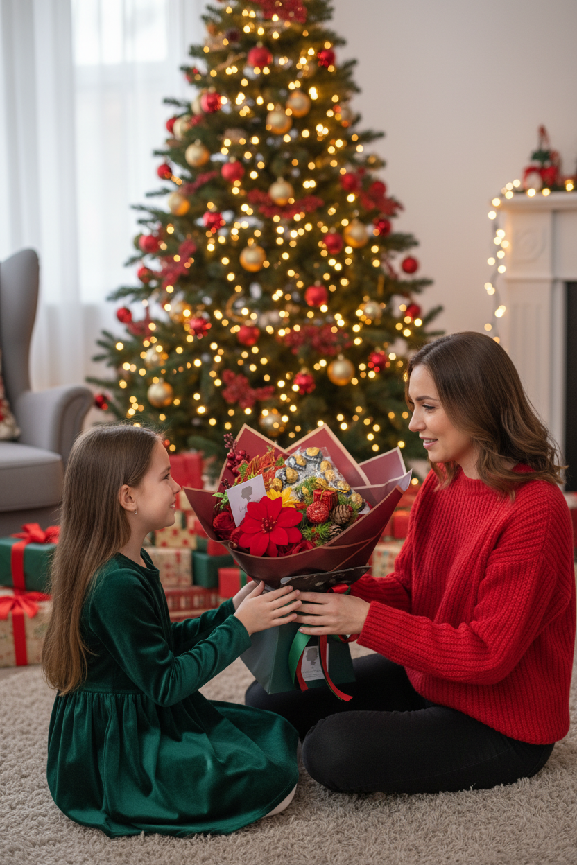 Christmas Red/Green Dark Lindt Stunning Handtied Bouquet
