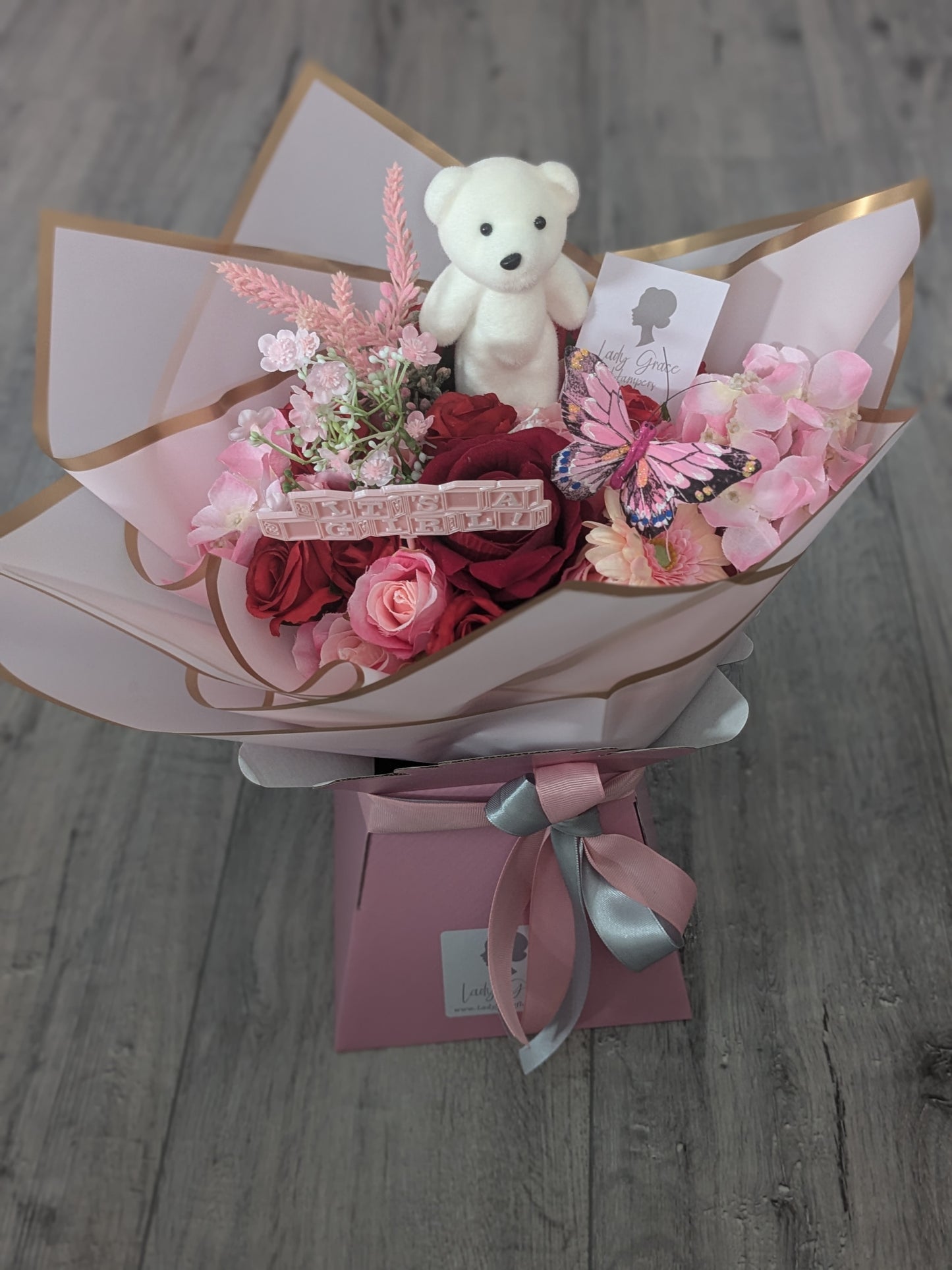 Baby Girl Pink Stunning Handtied Bouquet