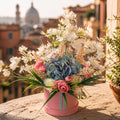 Pink & Blue Stunning Silk Flowers Hat Box