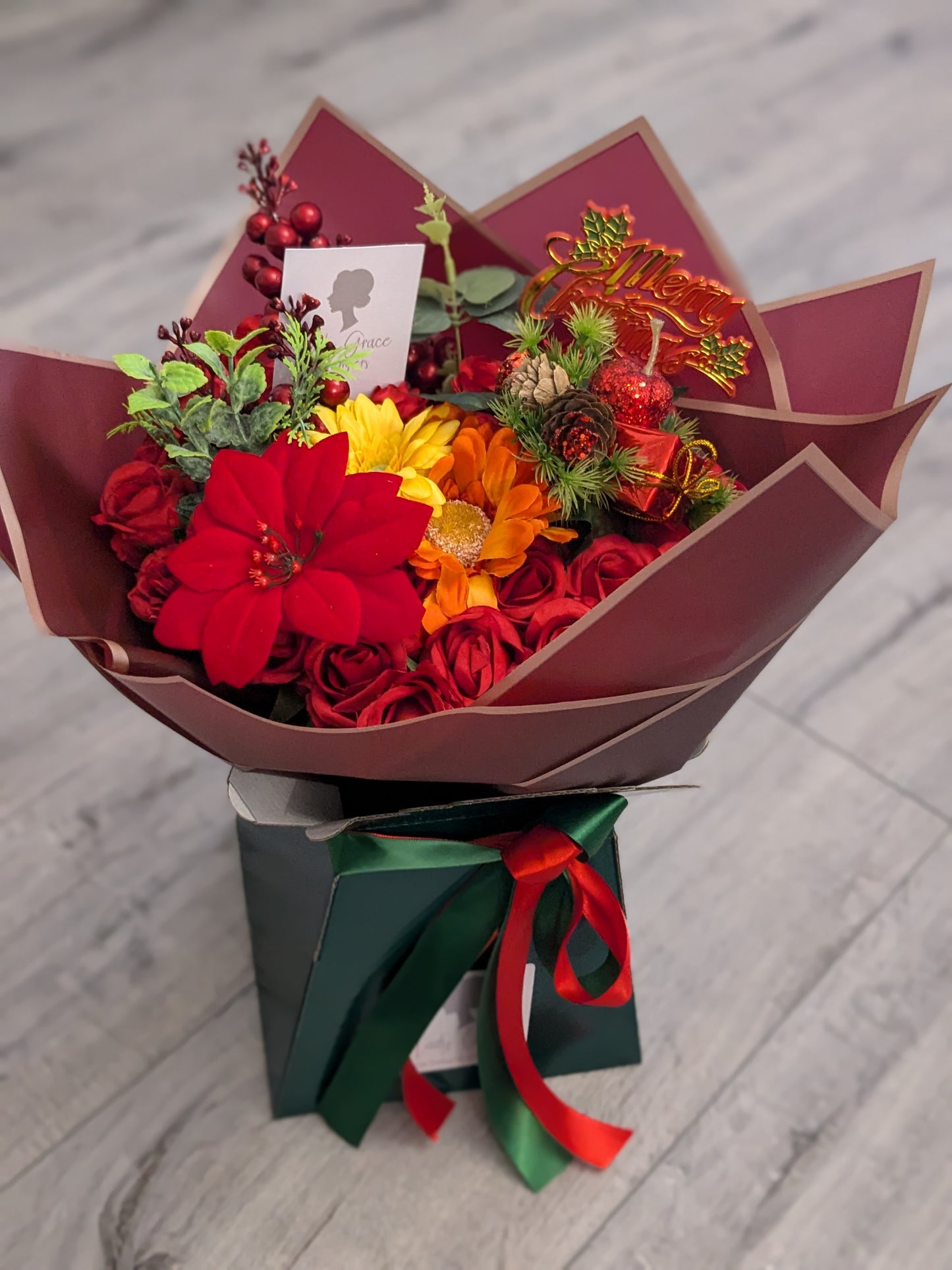 Christmas Red/Green Stunning Handtied Bouquet