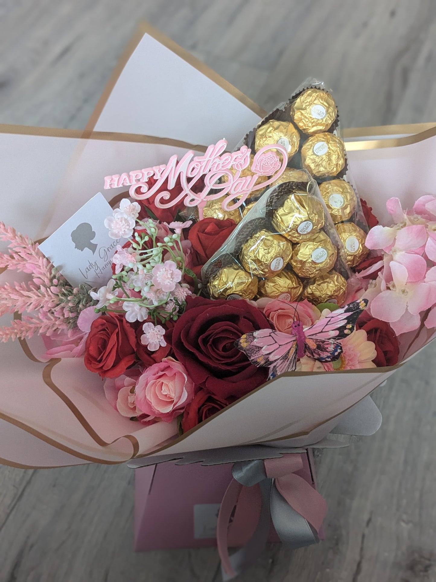 Mother's Day Pink/Red Ferrero Rocher Stunning Handtied Bouquet