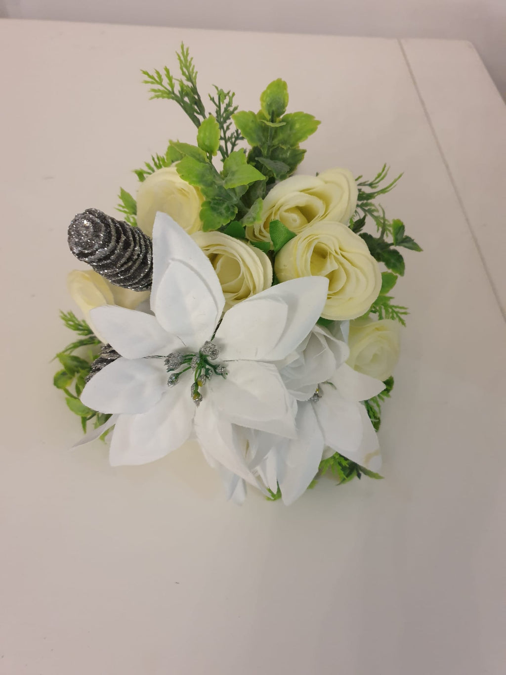 White & Silver Christmas Stunning Wedding Buttonhole