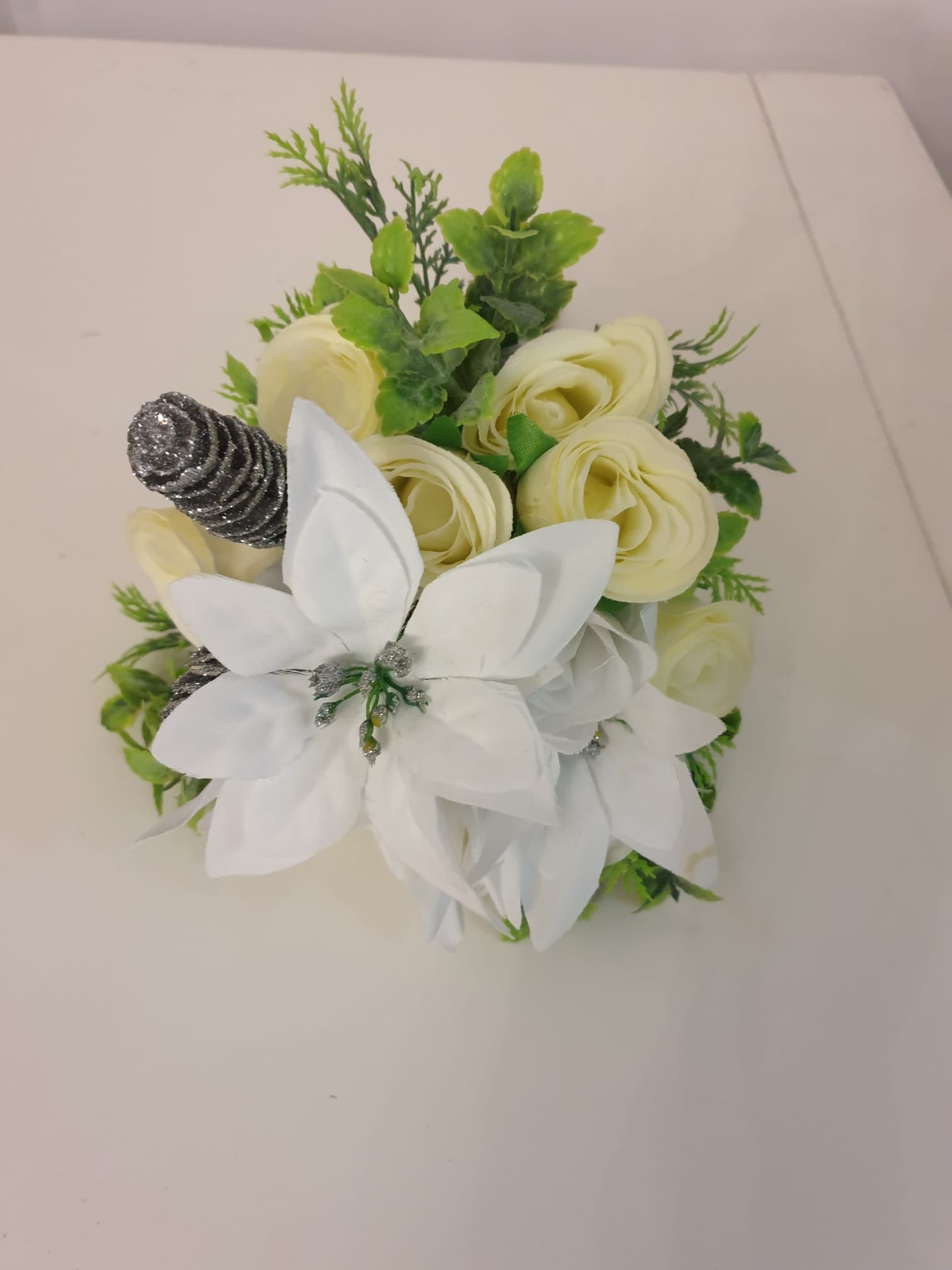 White & Silver Christmas Stunning Wedding Buttonhole
