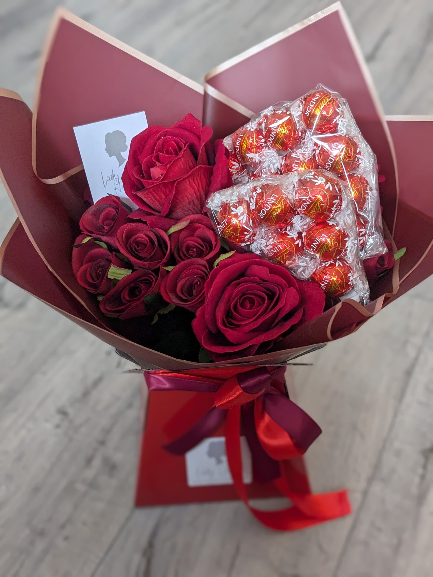 Red Lindt Lindor Stunning Handtied Bouquet