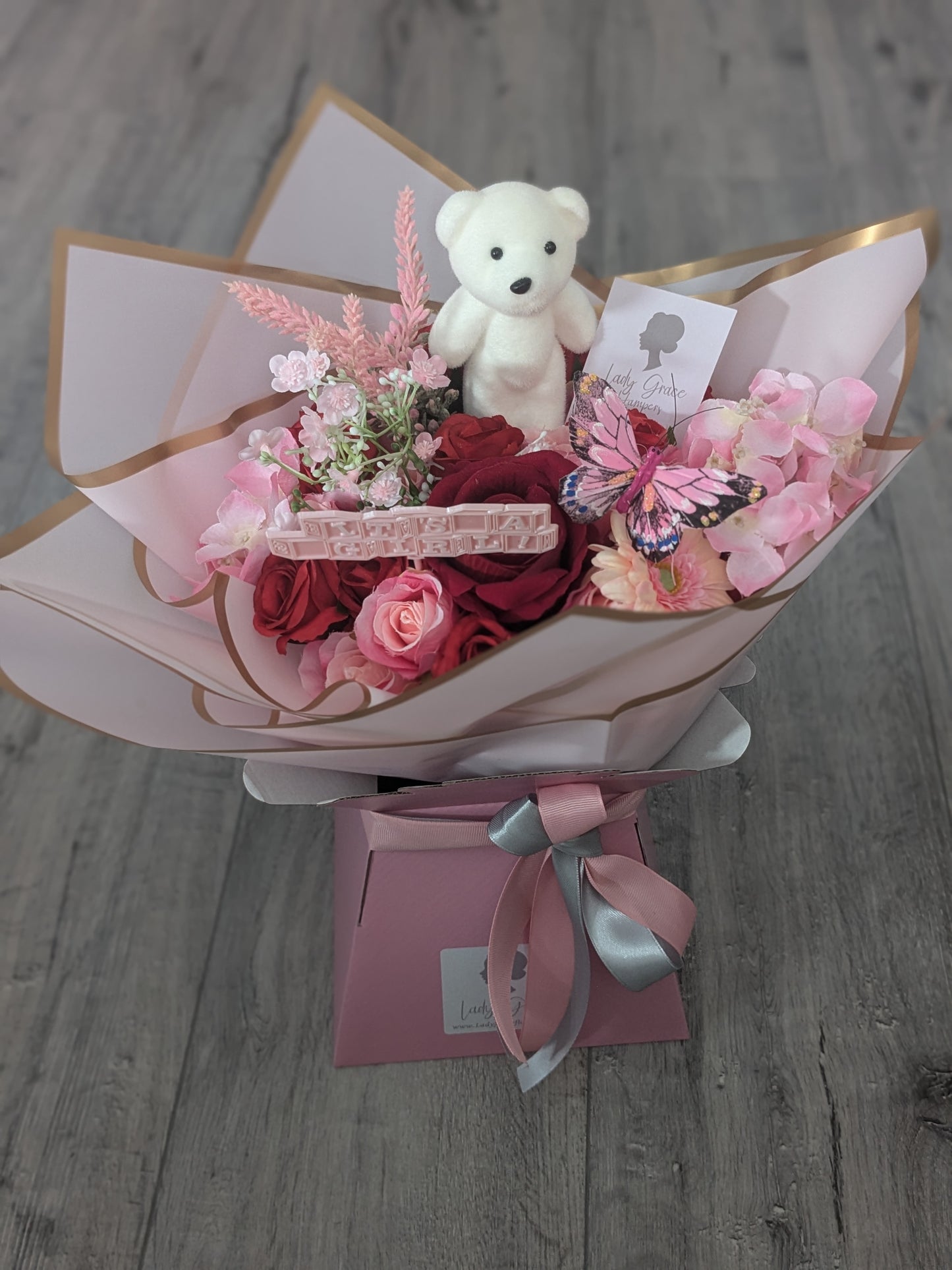 Baby Girl Pink Stunning Handtied Bouquet