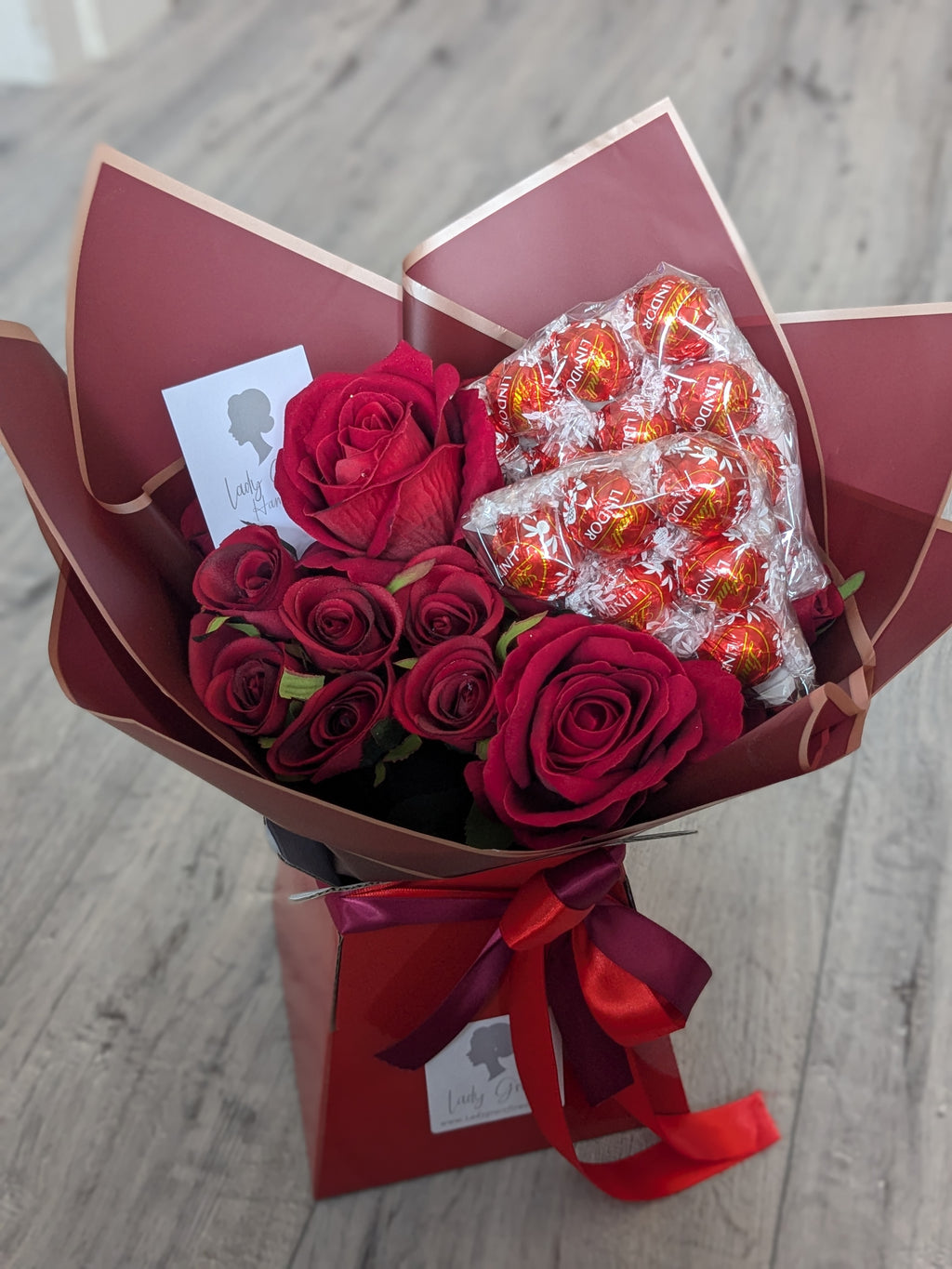 Red Lindt Lindor Stunning Handtied Bouquet