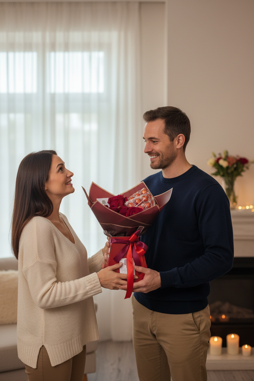 Red Lindt Lindor Stunning Handtied Bouquet