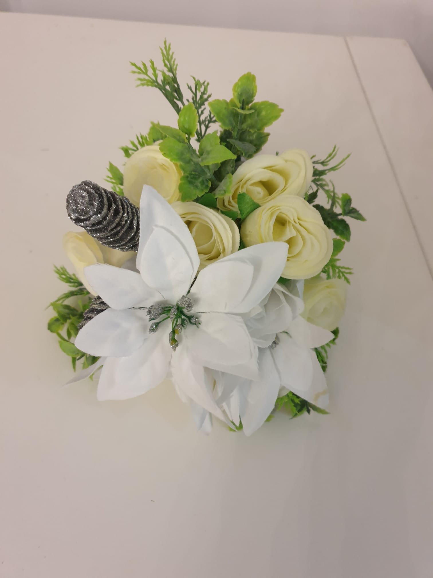 White & Silver Christmas Stunning Wedding Buttonhole