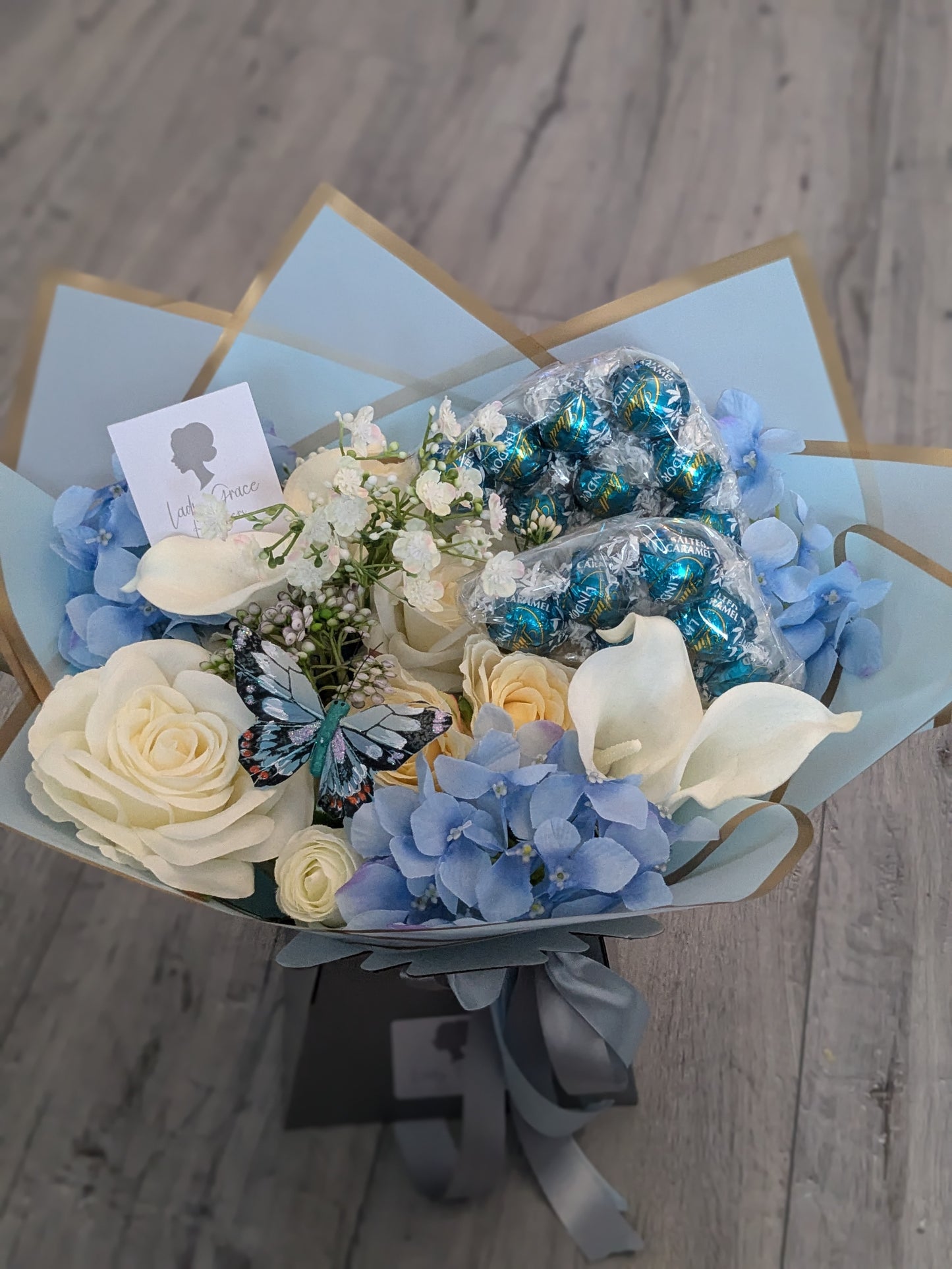 Blue Lindt Salted Caramel Stunning Handtied Bouquet