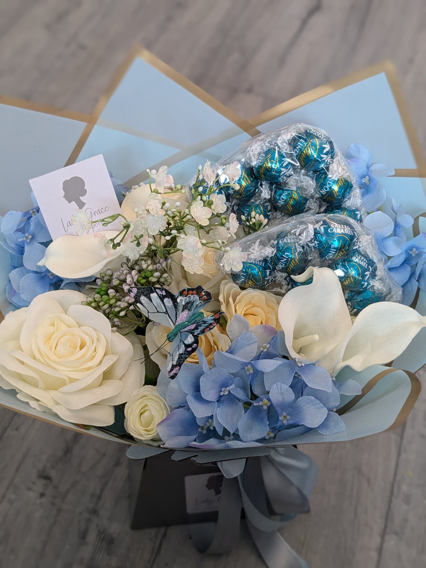 Blue Lindt Salted Caramel Stunning Handtied Bouquet