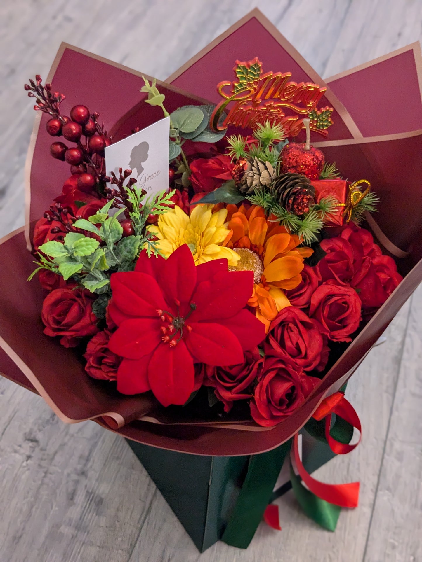 Christmas Red/Green Stunning Handtied Bouquet